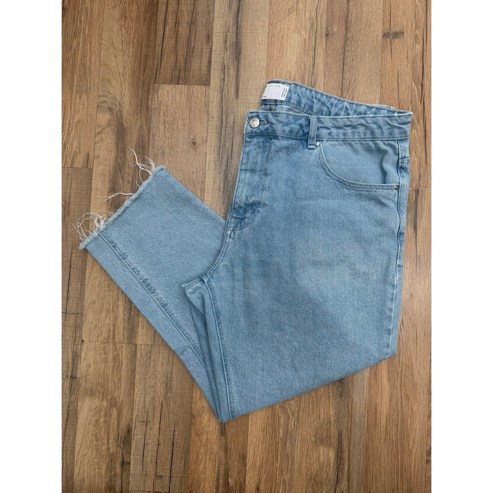 ASOS Design Cropped Wide Leg Jeans Light Wash Raw Hem W38‎ L30